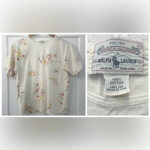 Ralph Lauren 1980s Floral Top Womens M AUTHENTIC ROUGHWEAR MADE IN HONG KONG VTG